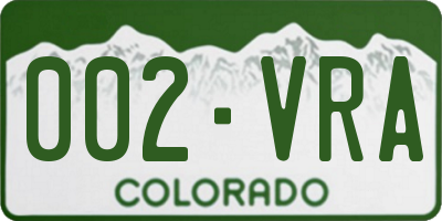 CO license plate 002VRA