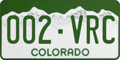 CO license plate 002VRC