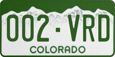 CO license plate 002VRD