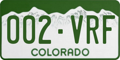 CO license plate 002VRF