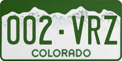 CO license plate 002VRZ