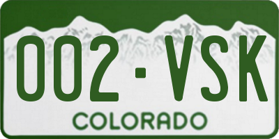 CO license plate 002VSK