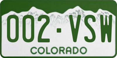 CO license plate 002VSW