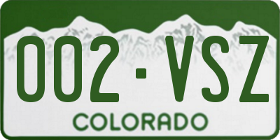 CO license plate 002VSZ