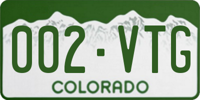 CO license plate 002VTG