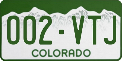 CO license plate 002VTJ
