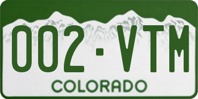 CO license plate 002VTM