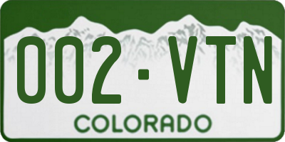 CO license plate 002VTN