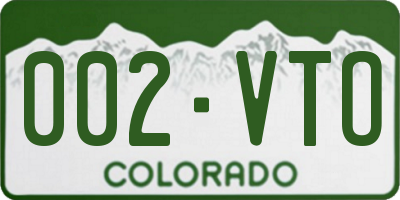 CO license plate 002VTO
