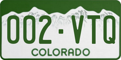 CO license plate 002VTQ