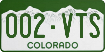 CO license plate 002VTS