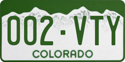 CO license plate 002VTY