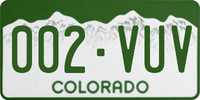 CO license plate 002VUV