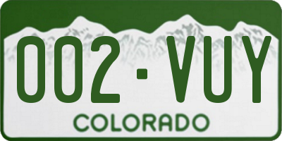 CO license plate 002VUY