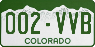 CO license plate 002VVB