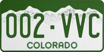 CO license plate 002VVC