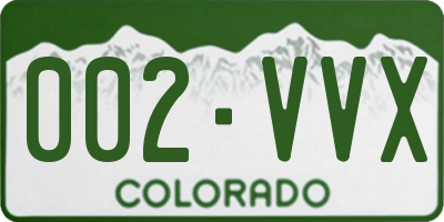 CO license plate 002VVX