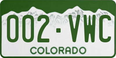 CO license plate 002VWC