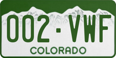 CO license plate 002VWF