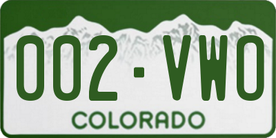 CO license plate 002VWO