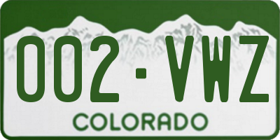 CO license plate 002VWZ