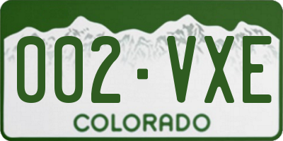 CO license plate 002VXE
