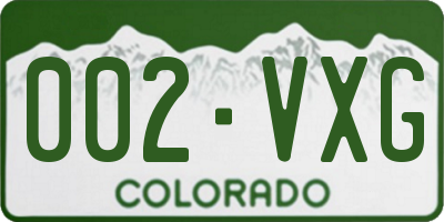 CO license plate 002VXG