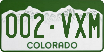 CO license plate 002VXM