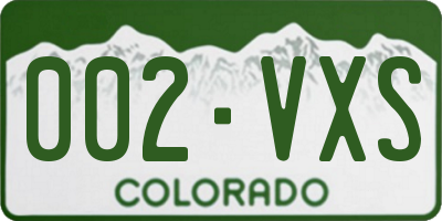 CO license plate 002VXS