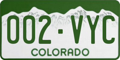 CO license plate 002VYC