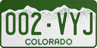 CO license plate 002VYJ