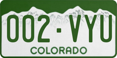 CO license plate 002VYU