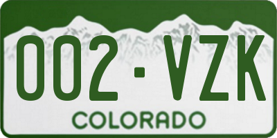 CO license plate 002VZK