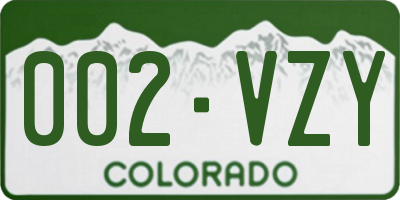 CO license plate 002VZY