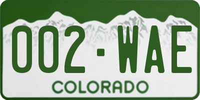CO license plate 002WAE