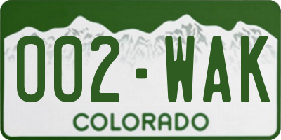 CO license plate 002WAK