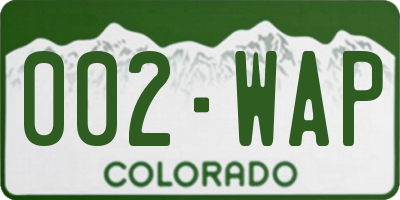 CO license plate 002WAP