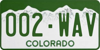 CO license plate 002WAV