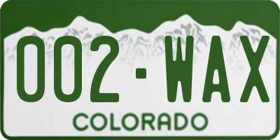 CO license plate 002WAX