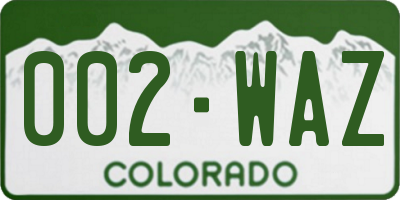 CO license plate 002WAZ