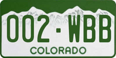 CO license plate 002WBB