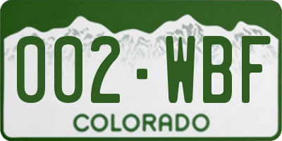 CO license plate 002WBF
