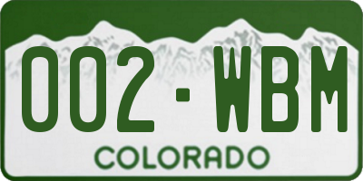 CO license plate 002WBM