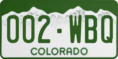 CO license plate 002WBQ