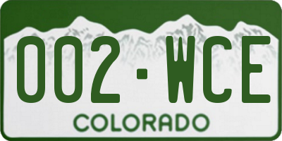 CO license plate 002WCE
