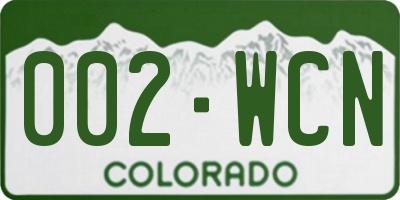CO license plate 002WCN