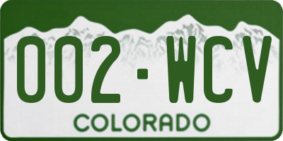 CO license plate 002WCV