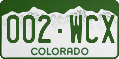 CO license plate 002WCX