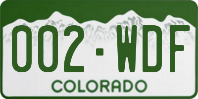 CO license plate 002WDF