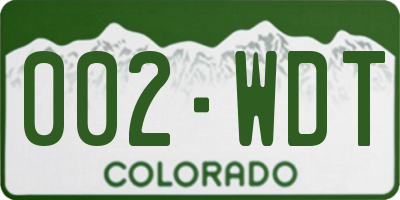 CO license plate 002WDT